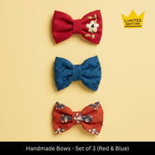 Load image into Gallery viewer, Roses are Red, Violets are Blue - Set of 3 Small Bows