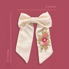Load image into Gallery viewer, Pink Bouquet - Hand Embroidered Oversized Bow