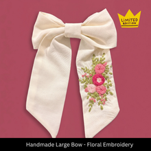 Load image into Gallery viewer, Pink Bouquet - Hand Embroidered Oversized Bow
