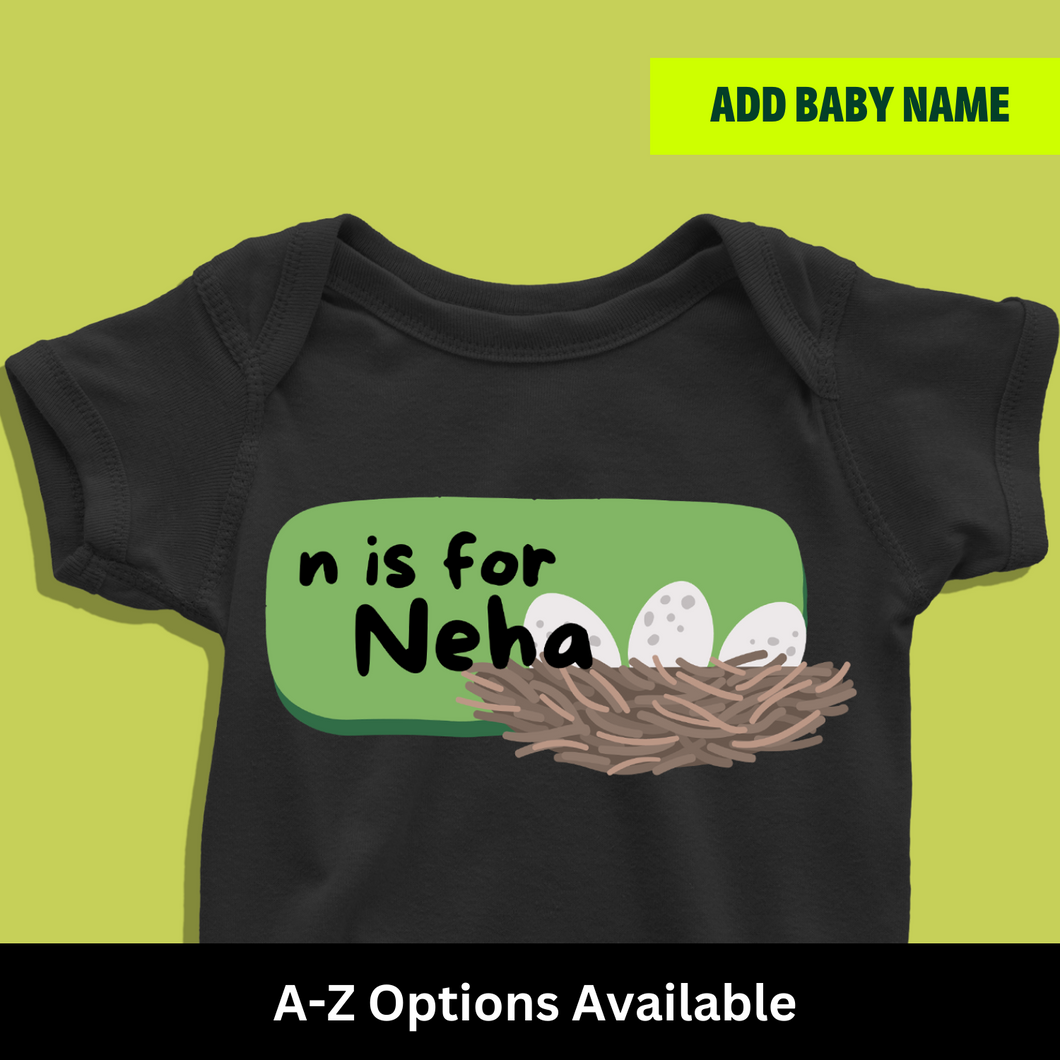 N For Baby Name Personalized Onesie or T Shirt
