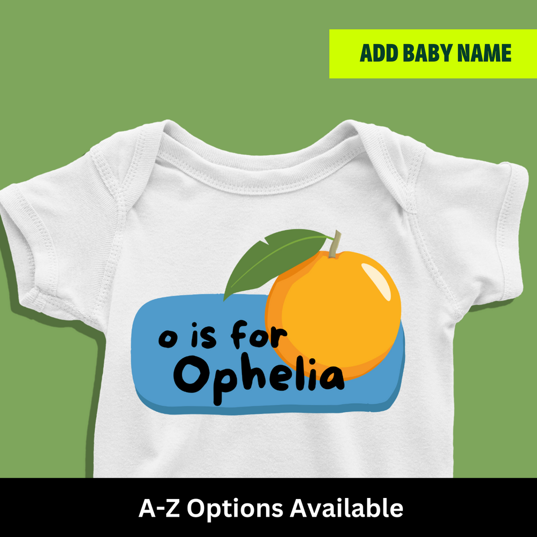 O For Baby Name Personalized Onesie or T Shirt