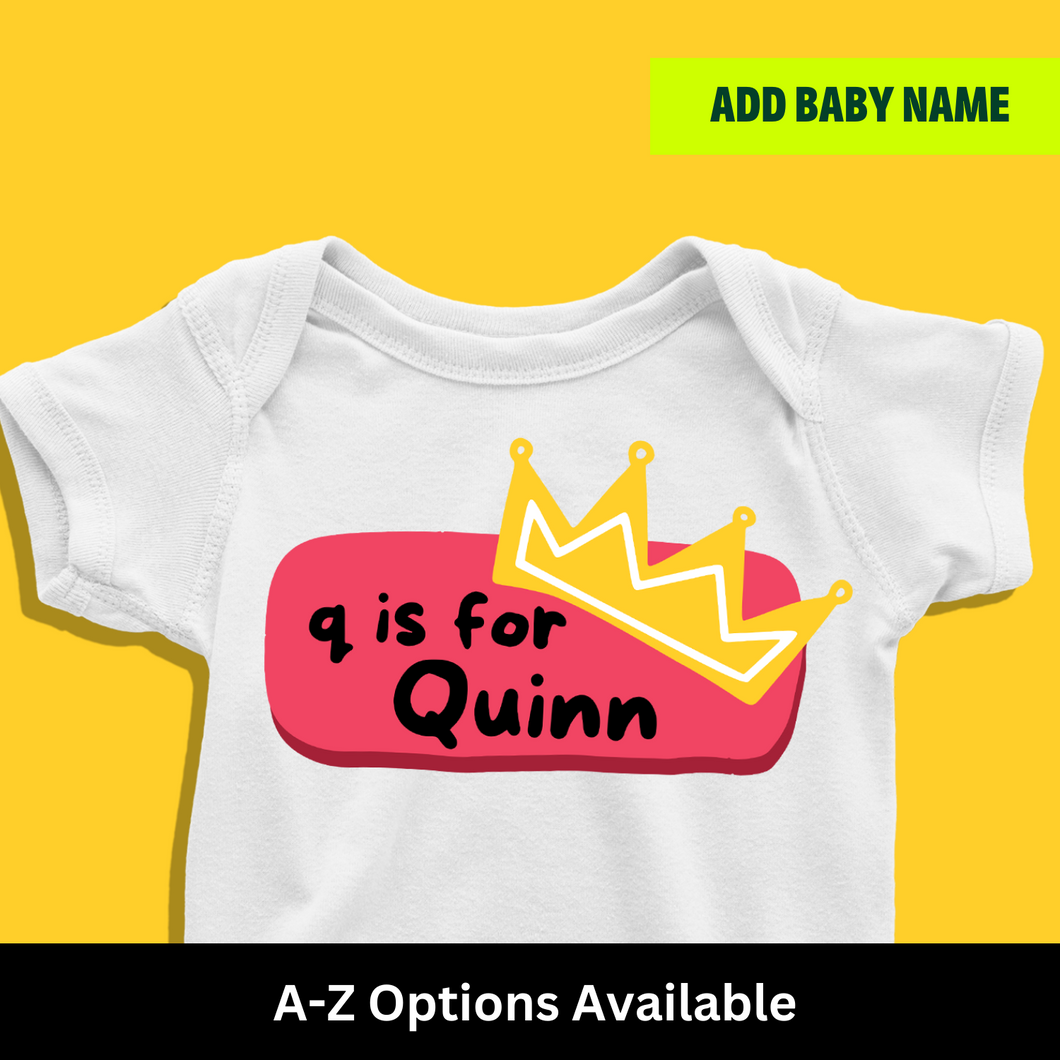 Q For Baby Name Personalized Onesie or T Shirt