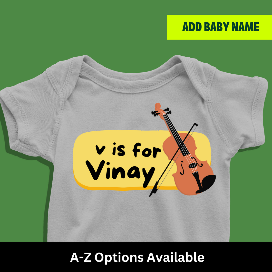 V For Baby Name Personalized Onesie or T Shirt