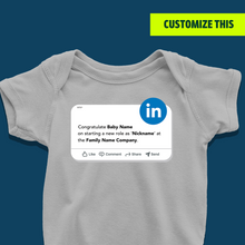 Load image into Gallery viewer, Linkedin New Role Update: Customizable Nickname Onesie
