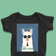 Load image into Gallery viewer, Spit Happens - Don&#39;t be llama about it Onesie
