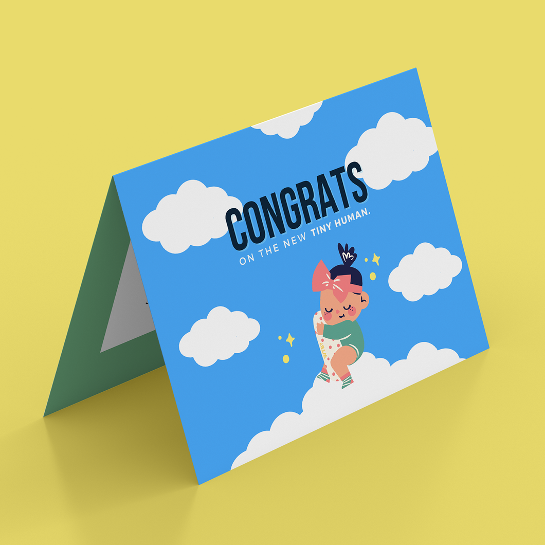 Tiny Human - Baby Girl - Customised Greeting Card